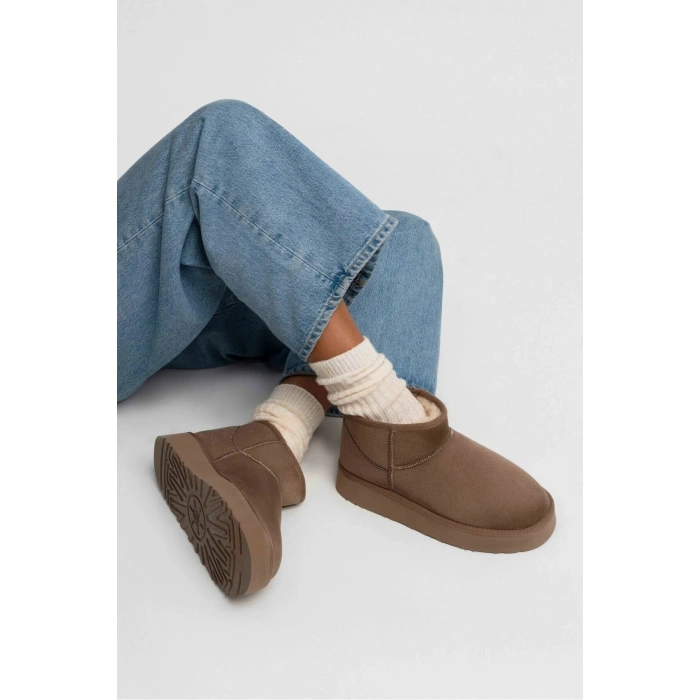 Andra Vizon Kadın Kalın Taban Süet İçi Kürklü Rahat Günlük Bot