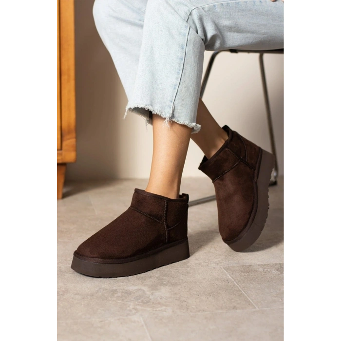 Andra Kahverengi Kadın Kalın Taban Süet İçi Kürklü Rahat Günlük Bot
