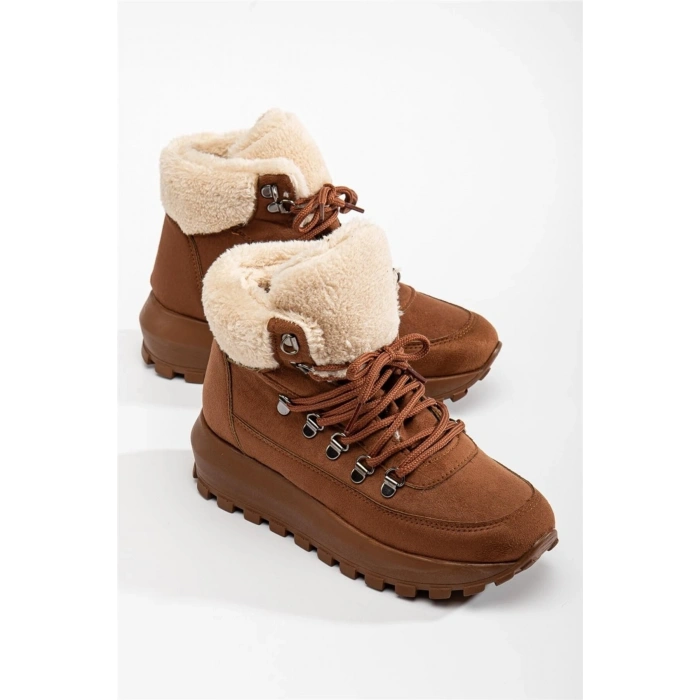 Melina İçi Kürklü Kalın Taban Bağcıklı Soğuğa Dayanıklı Kadın Bot