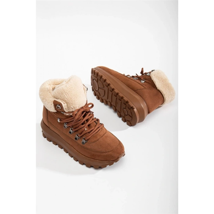 Melina İçi Kürklü Kalın Taban Bağcıklı Soğuğa Dayanıklı Kadın Bot