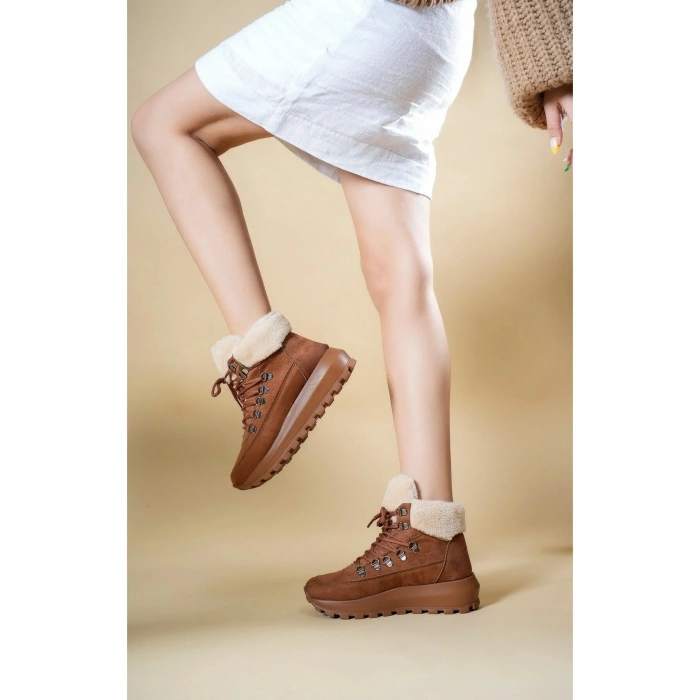 Melina İçi Kürklü Kalın Taban Bağcıklı Soğuğa Dayanıklı Kadın Bot