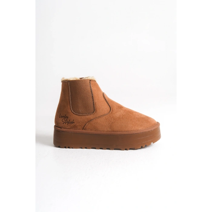 Reneta İçi Kürklü Kalın Taban Yandan Lastikli Rahat Kadın Bot