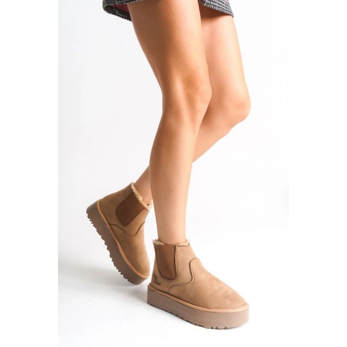 Reneta İçi Kürklü Kalın Taban Yandan Lastikli Rahat Kadın Bot