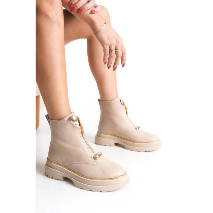 Zeta Önden Metal Fermuarlı Kadın Bilekte Bot