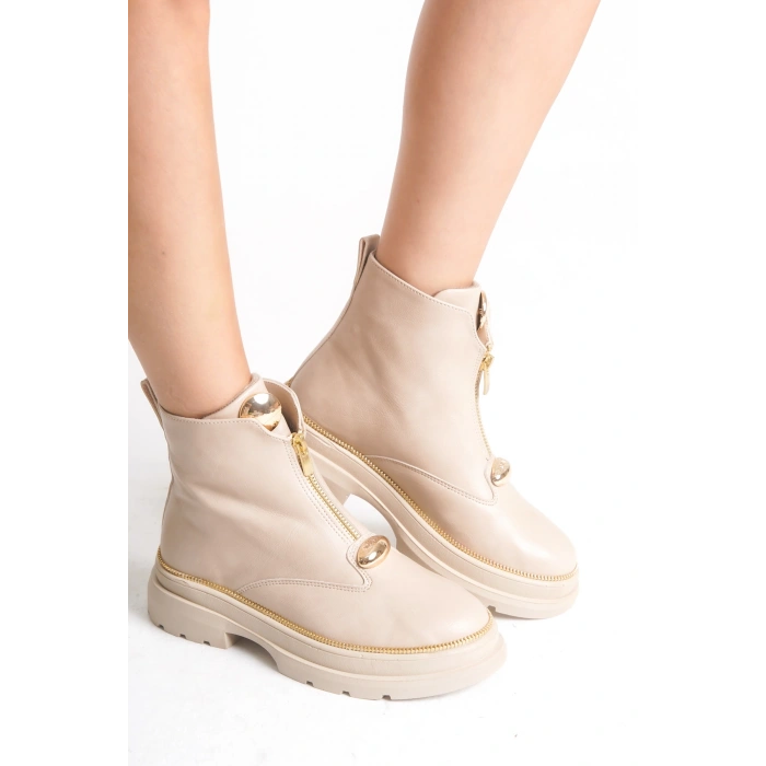 Zeta Önden Metal Fermuarlı Kadın Bilekte Bot