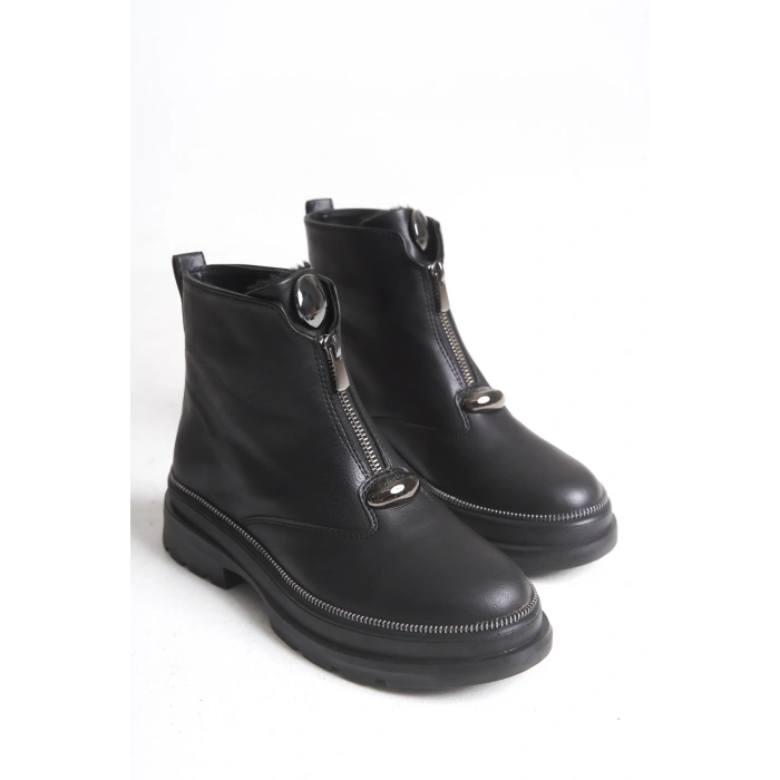 Zeta Önden Metal Fermuarlı Kadın Bilekte Bot