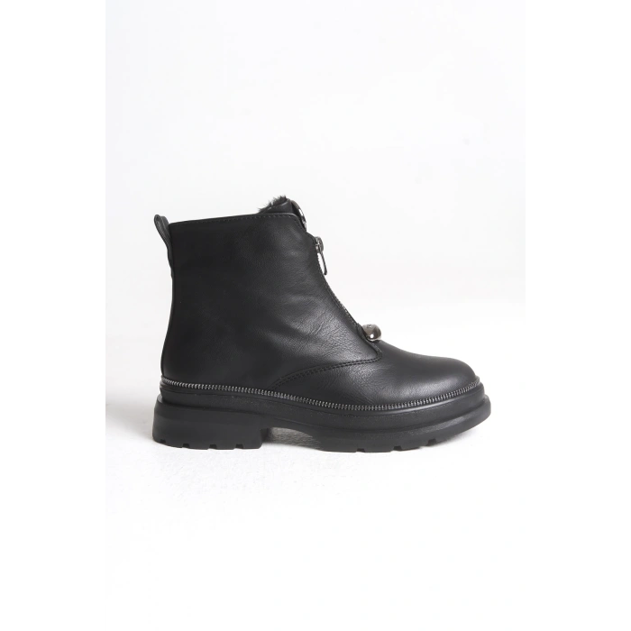 Zeta Önden Metal Fermuarlı Kadın Bilekte Bot