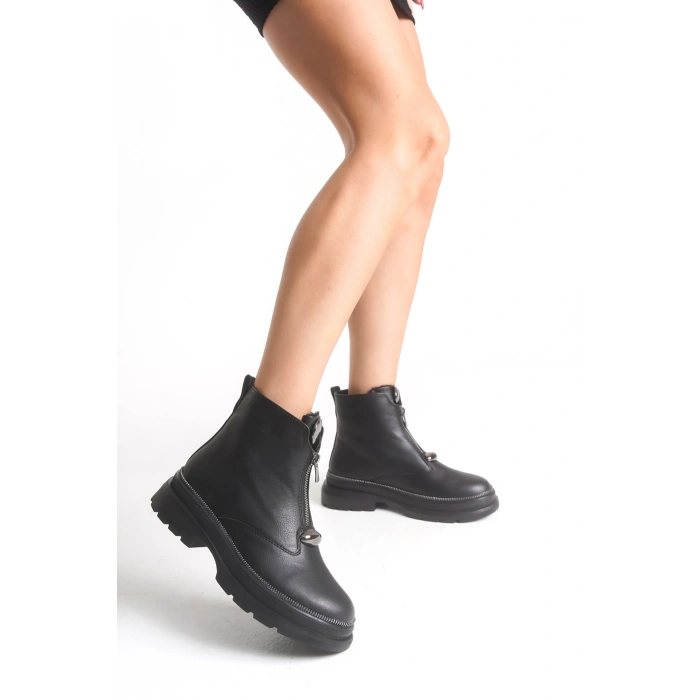 Zeta Önden Metal Fermuarlı Kadın Bilekte Bot