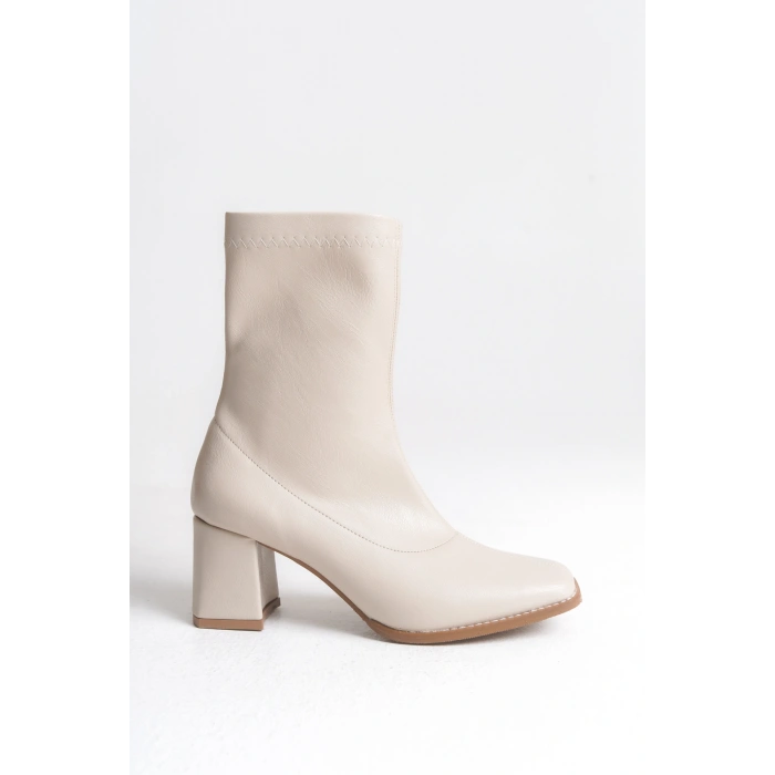 Erika Küt Burunlu Kalın Topuklu Streç Bot