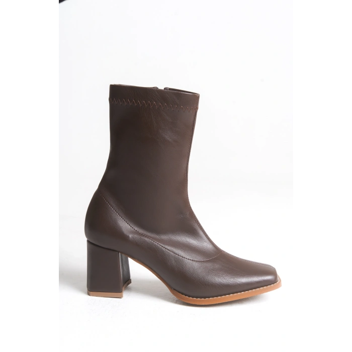 Erika Küt Burunlu Kalın Topuklu Streç Bot