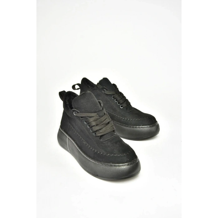 Nadia Bağcıklı Kalın Tabanlı Kürklü Oval Burunlu Rahat Hafif Kadın Bot