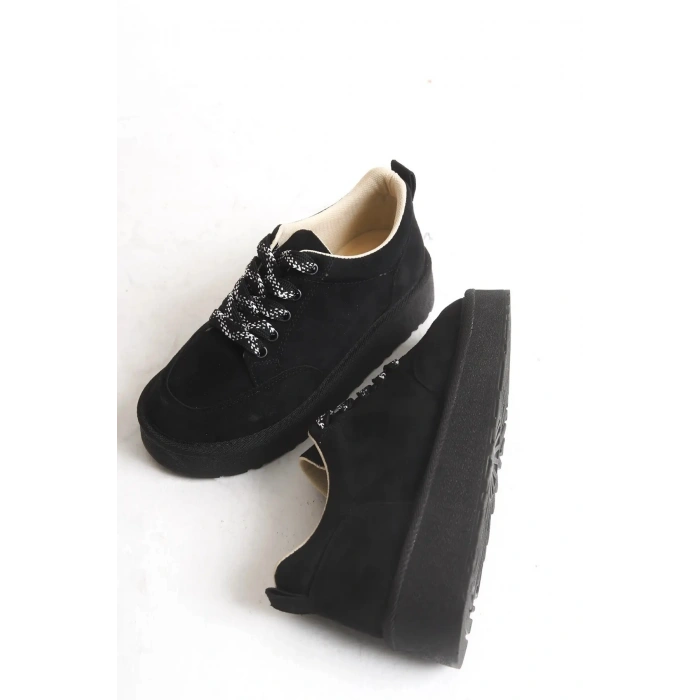 Nora Günlük Bağcıklı Kalın Taban Süet Ayakkabı