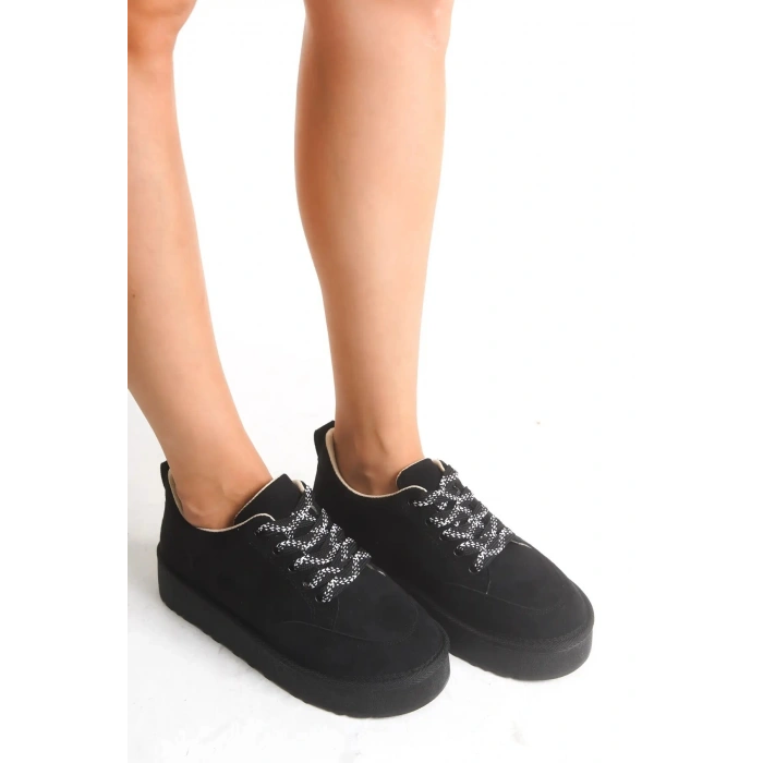 Nora Günlük Bağcıklı Kalın Taban Süet Ayakkabı