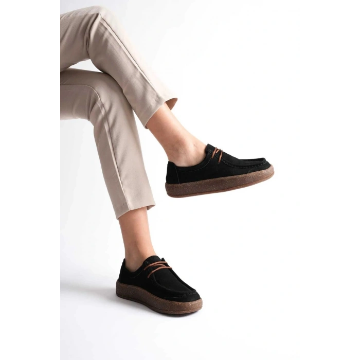 Vita Hakiki Deri Nubuk Comfort Taban Bağcıklı Günlük Ayakkabı Elde Yapım