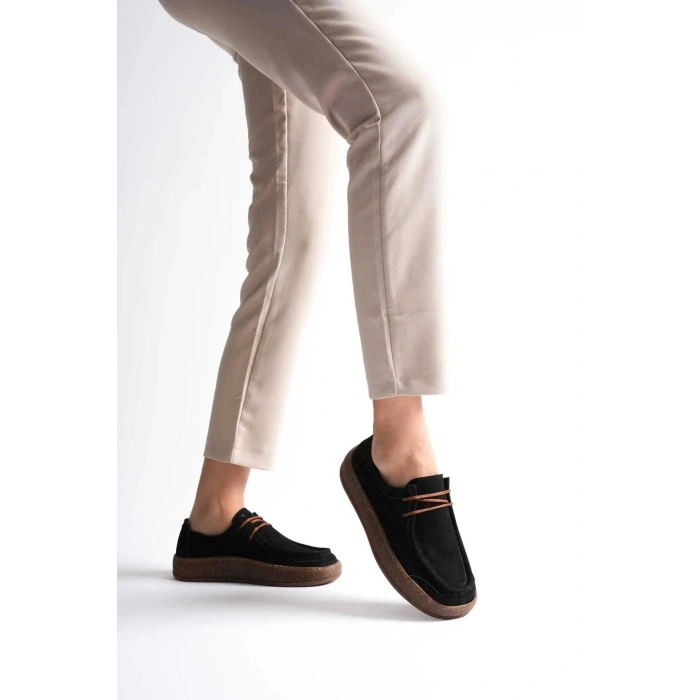 Vita Hakiki Deri Nubuk Comfort Taban Bağcıklı Günlük Ayakkabı Elde Yapım