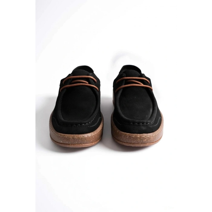 Vita Hakiki Deri Nubuk Comfort Taban Bağcıklı Günlük Ayakkabı Elde Yapım