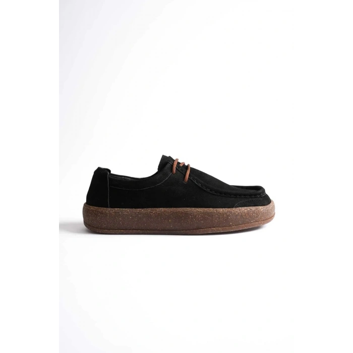 Vita Hakiki Deri Nubuk Comfort Taban Bağcıklı Günlük Ayakkabı Elde Yapım