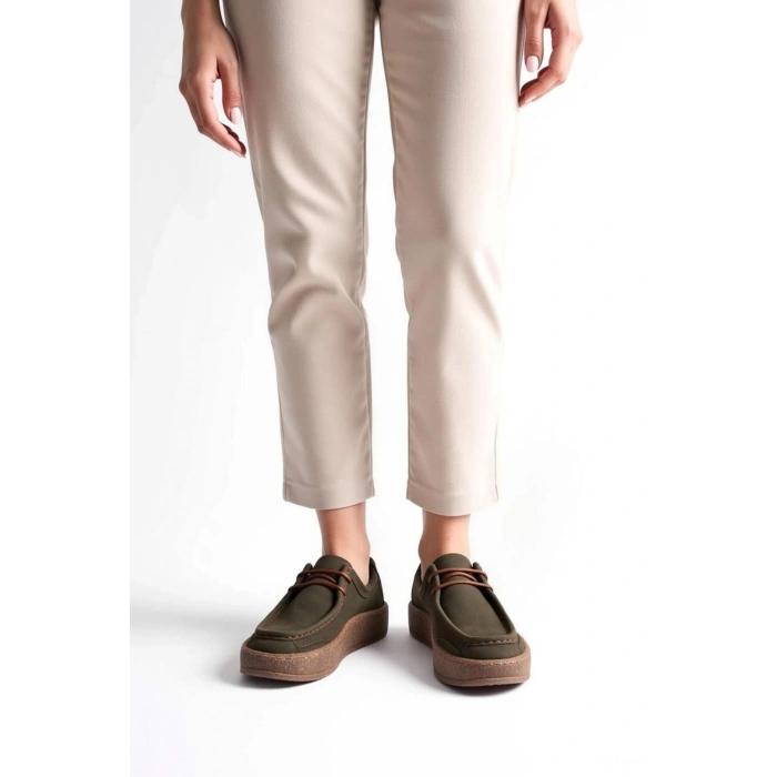 Vita Hakiki Deri Nubuk Comfort Taban Bağcıklı Günlük Kadın Ayakkabı Elde Yapım