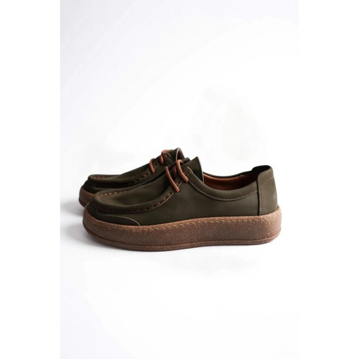 Vita Hakiki Deri Nubuk Comfort Taban Bağcıklı Günlük Kadın Ayakkabı Elde Yapım