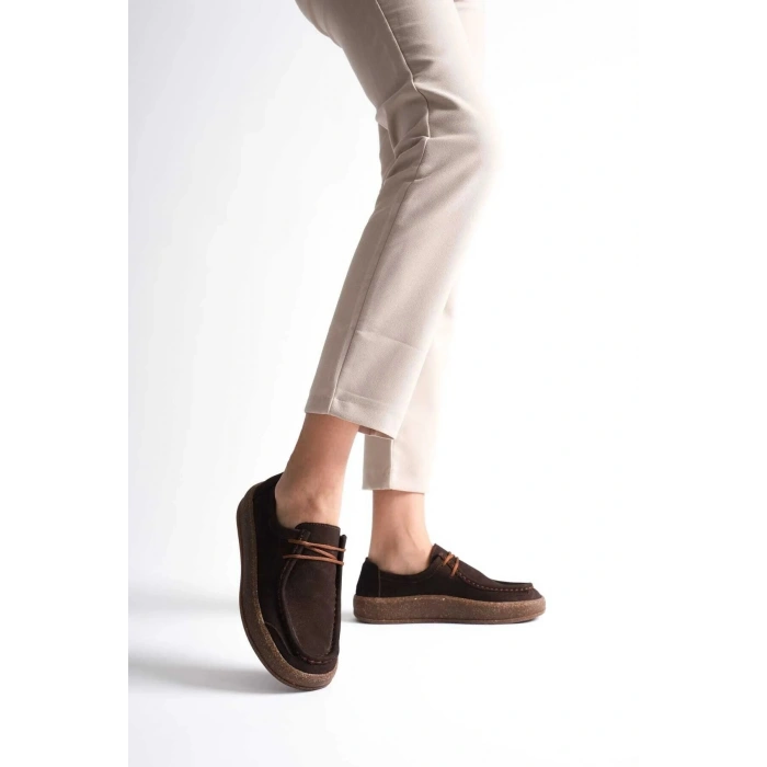 Vita Hakiki Deri Nubuk Comfort Taban Bağcıklı Günlük Ayakkabı Elde Yapım