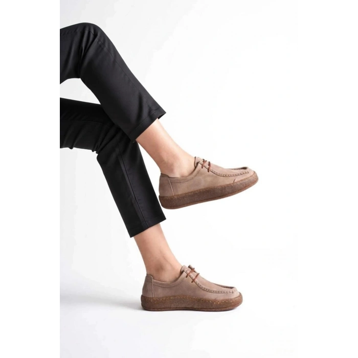 Vita Hakiki Deri Nubuk Comfort Taban Bağcıklı Günlük Ayakkabı Elde Yapım