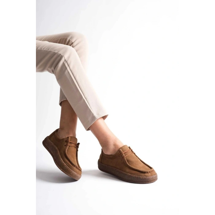 Vita Hakiki Deri Nubuk Comfort Taban Bağcıklı Günlük Ayakkabı Elde Yapım