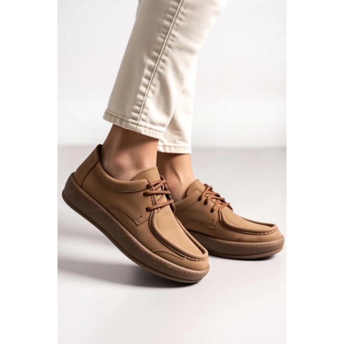 Vita Hakiki Deri Nubuk Comfort Taban Bağcıklı Günlük Ayakkabı Elde Yapım