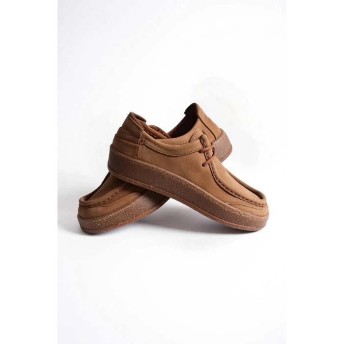 Vita Hakiki Deri Nubuk Comfort Taban Bağcıklı Günlük Ayakkabı Elde Yapım