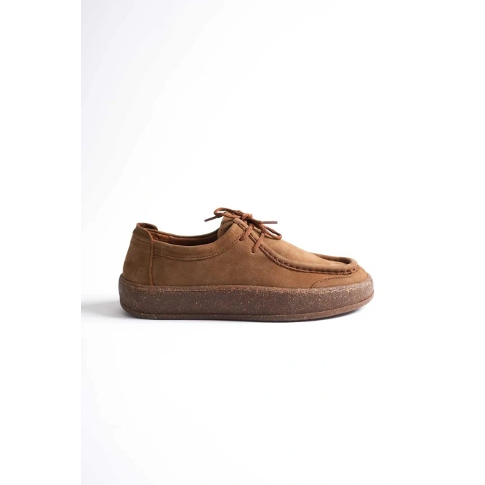 Vita Hakiki Deri Nubuk Comfort Taban Bağcıklı Günlük Ayakkabı Elde Yapım