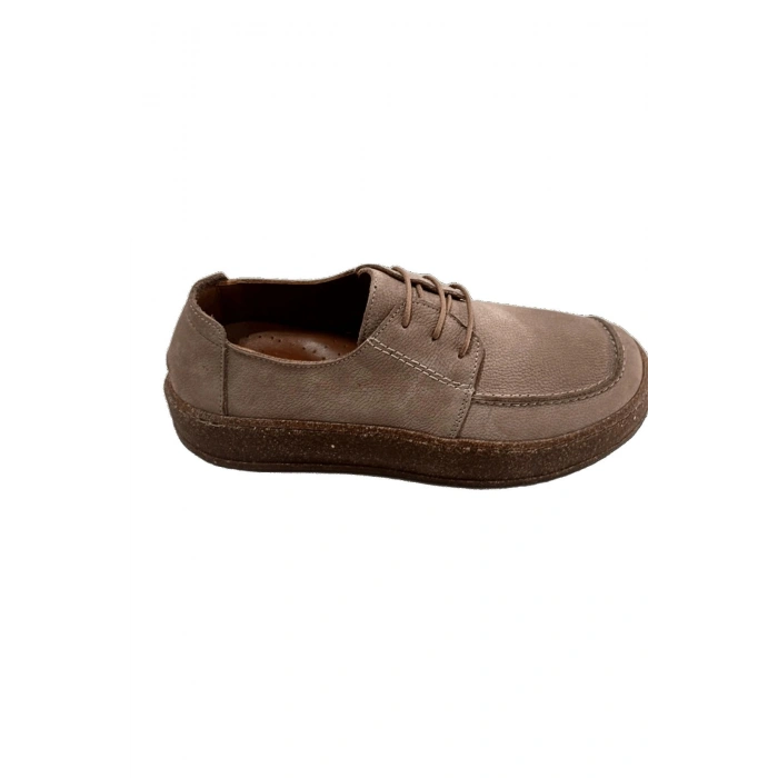 Dora Hakiki Deri Nubuk Comfort Taban Bağcıklı Günlük Kadın Ayakkabı Elde Yapım