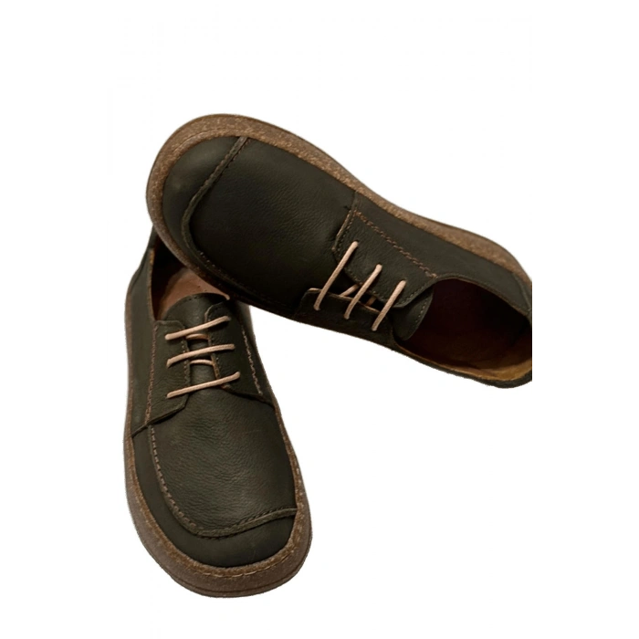 Dora Hakiki Deri Nubuk Comfort Taban Bağcıklı Günlük Kadın Ayakkabı Elde Yapım