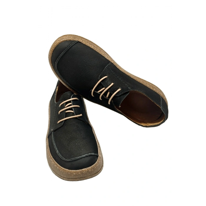 Dora Hakiki Deri Nubuk Comfort Taban Bağcıklı Günlük Kadın Ayakkabı Elde Yapım