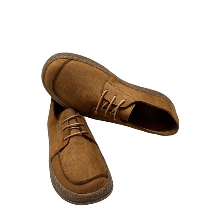 Dora Hakiki Deri Nubuk Comfort Taban Bağcıklı Günlük Kadın Ayakkabı Elde Yapım