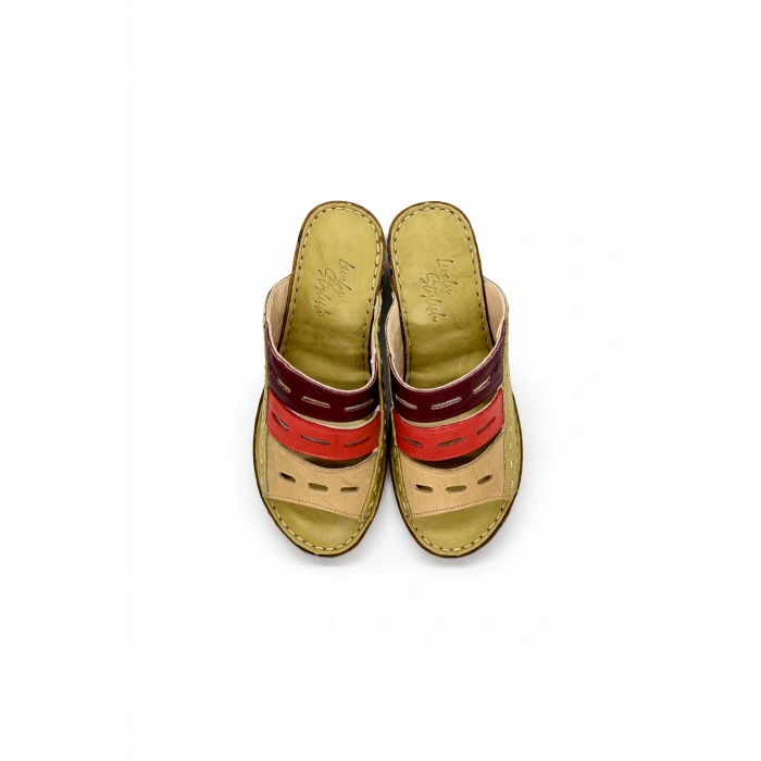 Liora Kadın Hakiki Deri Kahve Lacivert Hardal Renkli Şık Tasarım Konforlu Terlik