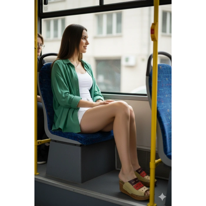 Liora Kadın Hakiki Deri Kahve Lacivert Hardal Renkli Şık Tasarım Konforlu Terlik