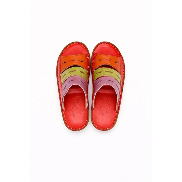 Lucia Kadın Hakiki Deri Kahve Lacivert Taba Siyah Kırmızı Renkli Şık Tasarım Konforlu Terlik