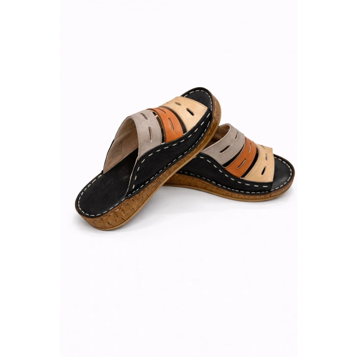 Lucia Kadın Hakiki Deri Kahve Lacivert Taba Siyah Kırmızı Renkli Şık Tasarım Konforlu Terlik