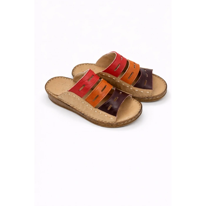 Lucia Kadın Hakiki Deri Kahve Lacivert Taba Siyah Kırmızı Renkli Şık Tasarım Konforlu Terlik