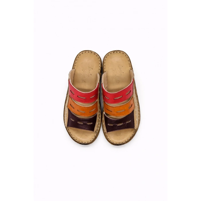 Lucia Kadın Hakiki Deri Kahve Lacivert Taba Siyah Kırmızı Renkli Şık Tasarım Konforlu Terlik