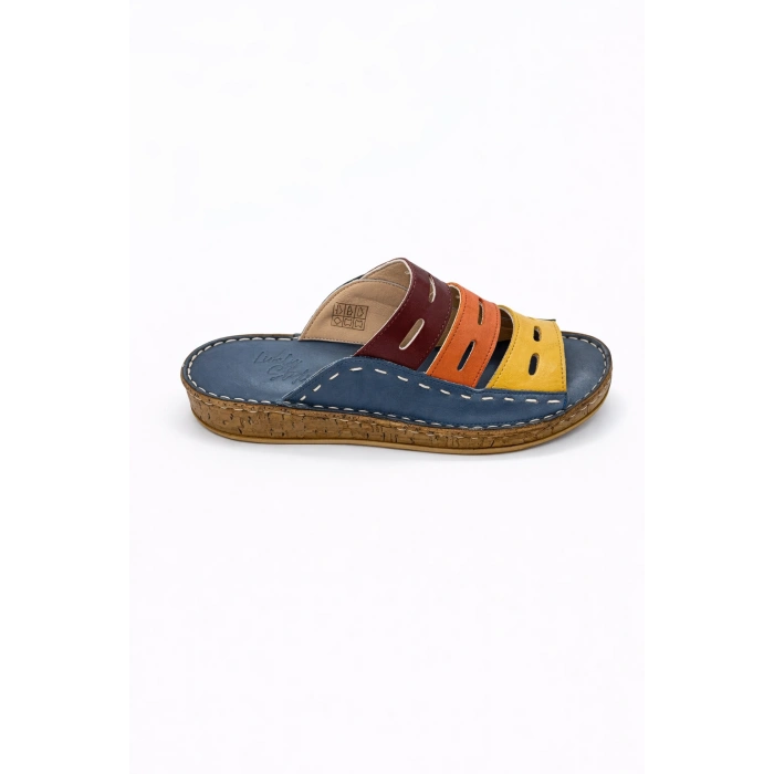 Lucia Kadın Hakiki Deri Kahve Lacivert Taba Siyah Kırmızı Renkli Şık Tasarım Konforlu Terlik