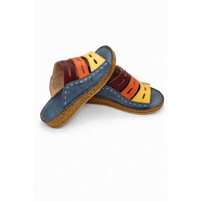 Lucia Kadın Hakiki Deri Kahve Lacivert Taba Siyah Kırmızı Renkli Şık Tasarım Konforlu Terlik