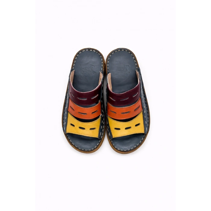 Lucia Kadın Hakiki Deri Kahve Lacivert Taba Siyah Kırmızı Renkli Şık Tasarım Konforlu Terlik