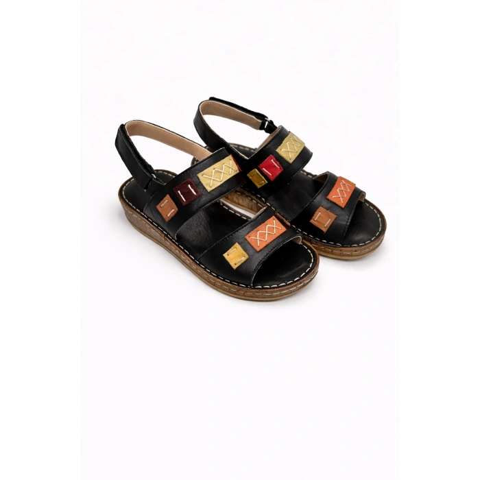 Crina Kadın Hakiki Deri Renkli Şık Tasarım Konforlu Ayarlanabilir Bantlı Sandalet