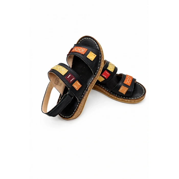 Crina Kadın Hakiki Deri Renkli Şık Tasarım Konforlu Ayarlanabilir Bantlı Sandalet