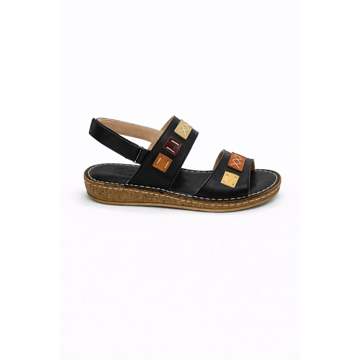 Crina Kadın Hakiki Deri Renkli Şık Tasarım Konforlu Ayarlanabilir Bantlı Sandalet