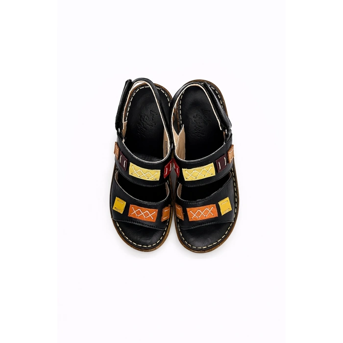 Crina Kadın Hakiki Deri Renkli Şık Tasarım Konforlu Ayarlanabilir Bantlı Sandalet