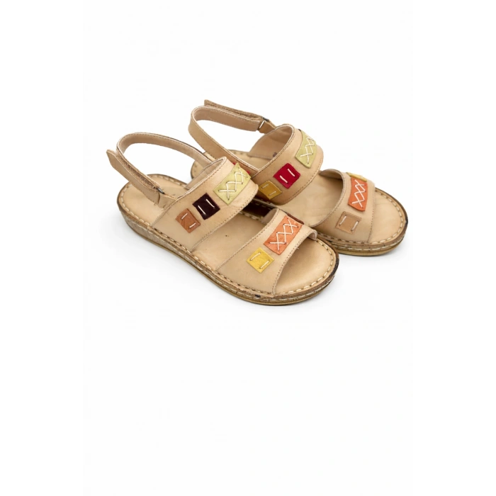 Crina Kadın Hakiki Deri Renkli Şık Tasarım Konforlu Ayarlanabilir Bantlı Sandalet