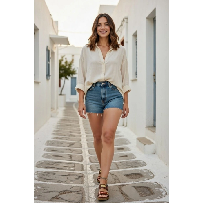 Crina Kadın Hakiki Deri Renkli Şık Tasarım Konforlu Ayarlanabilir Bantlı Sandalet