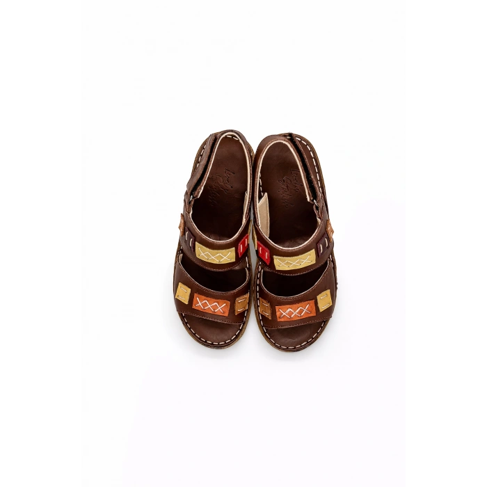 Crina Kadın Hakiki Deri Renkli Şık Tasarım Konforlu Ayarlanabilir Bantlı Sandalet