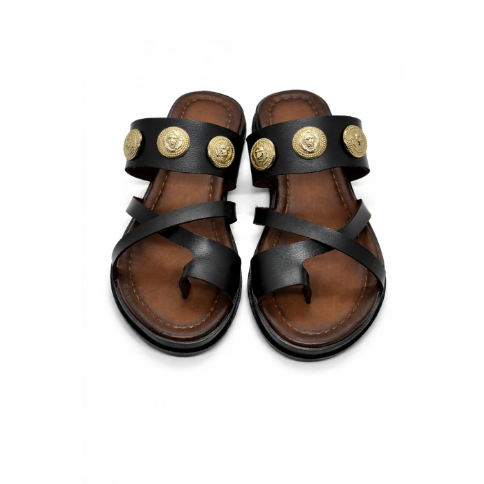 Lali Kadın Siyah Aksesuar Detaylı Rahat Kaymaz Taban Şık Terlik